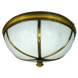 Antique 1910 Bronze and bent glass flushmount