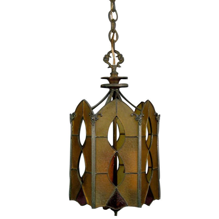 Circa 1920's Stained Glass Lantern