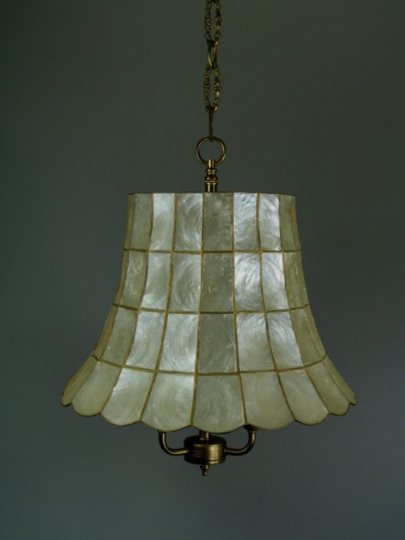 Mid-20th Century Circa 1950's Capiz Shell 3 lite fixture(2 available)