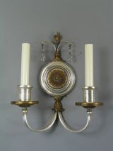 Pair 1910 2 arm silver plated and gold detailed sconces