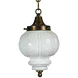 Embossed Milk glass Pendant (2 available)