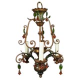 Circa 1930
s Italian hand painted 3 lite chandelier Circa 1930
s Italian hand painted 3 lite chandelier