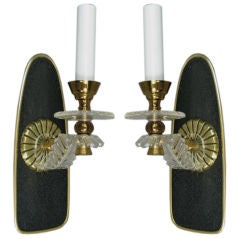 Pair Frenchbrass / Lucite Sconces