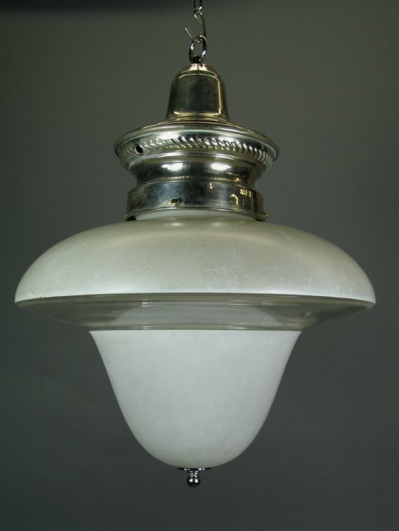 1910 's clear and milkglass acorn pendant