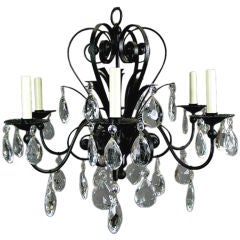 Circa 1940
s Black Crystal Chandelier