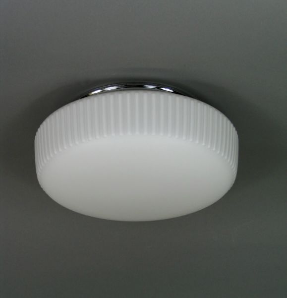 German Ribbed Glass Flush Mount, circa 1950s