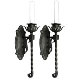 Circa 1920's Pair wrought iron  Sconces