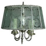 Silver Plated Fixture with Etched Glass Shade, circa 1920s