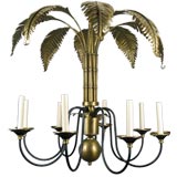 Circa 1950 Large exotic palm leaf 8 lite chandelier