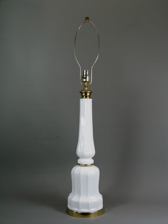 Circa 1940's Pair White  glass Lamps