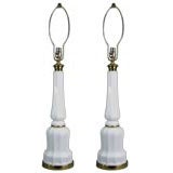 Circa 1940
s Pair White  glass Lamps