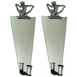 Circa 1920's Pair Candle Deco Sconce