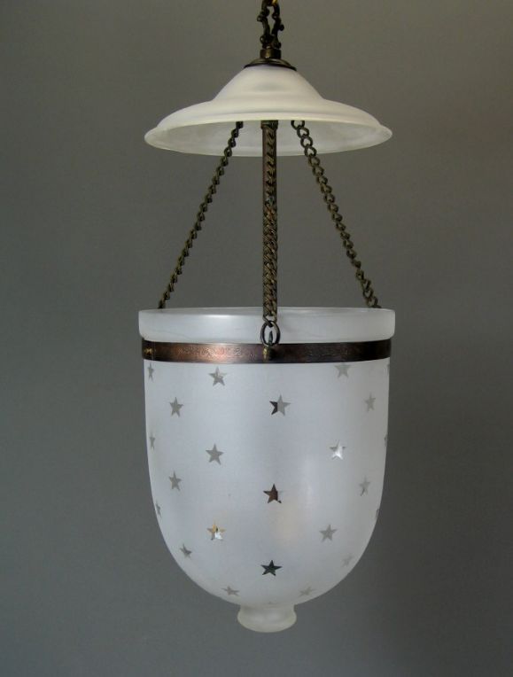 Mid-20th Century Star Detailed Frosted Glass Bell Jar(2 available)
