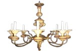 Tuscan 8 lite ceramic and brass chandelier