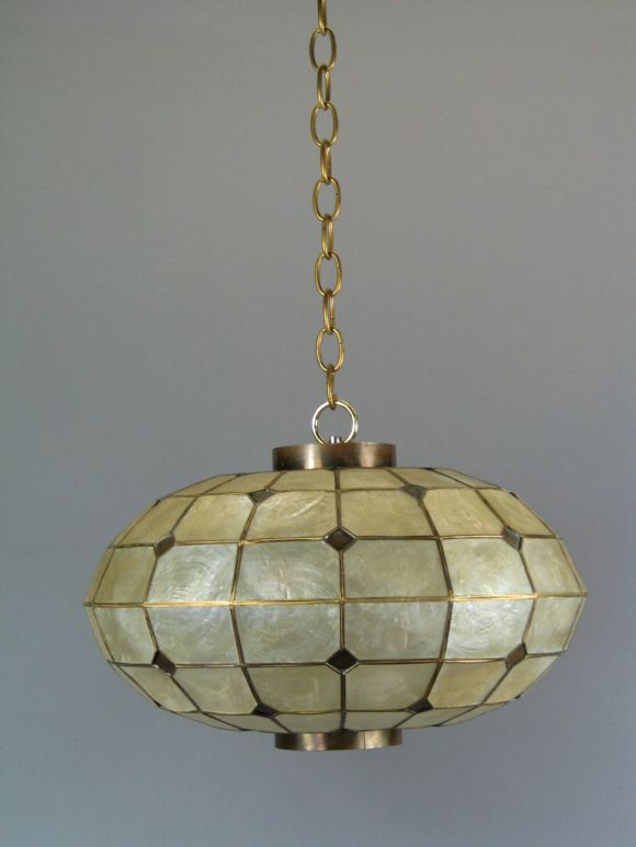 Circa 1950's Ovoid Capiz Shell Pendant