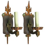 Pair  Polychromed Gothic Sconce