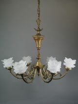 Lalique style Glass Chandelier