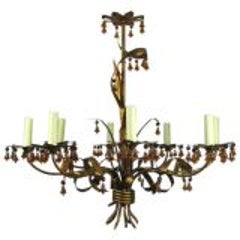 ON SALE Murano Chandelier with Amber Glass Bells 4