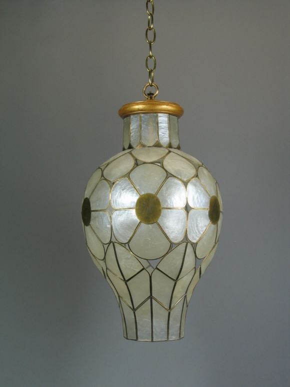 Vase shaped capiz shell pendant