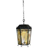 Filigreed slag glass lantern