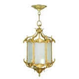 Hexagonal shell motife brass lantern