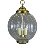 Ribbed Glass Sphere Pendant (2 available)
