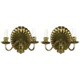 Pair of Brass Shell Sconces (two pair available)