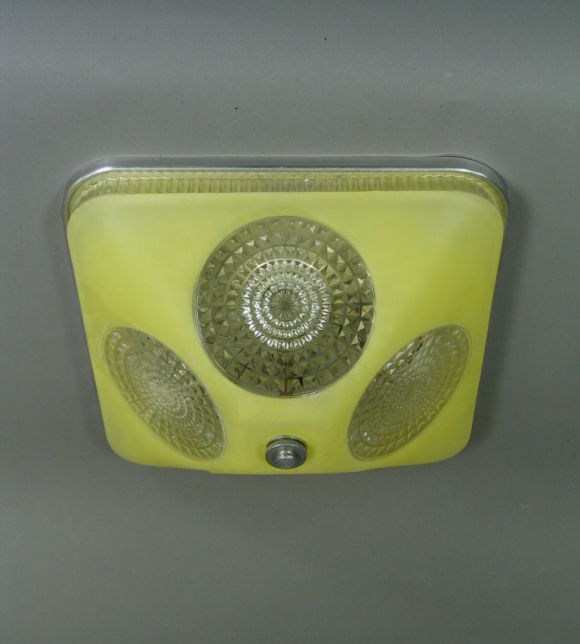 Yellow Frosted  Glass Flush Mount