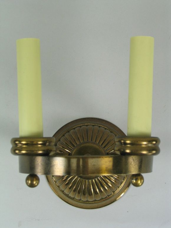 Pair Circle  Brass Two  Light Sconce