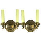 Pair Circle  Brass Two  Light Sconce