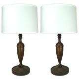 Pair 1920's English  Walnut Lamps