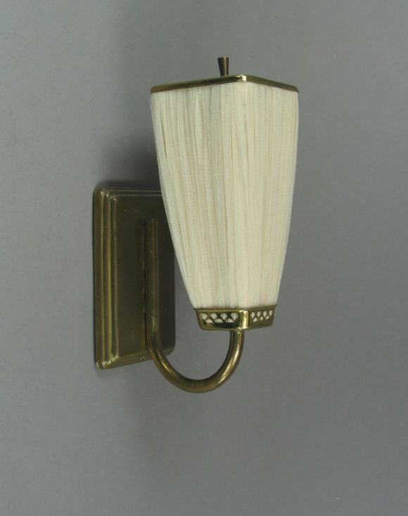 Brass Pair French sconces with hand made pleated shade
