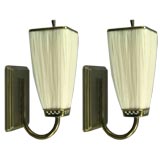 Pair French sconces with hand made pleated shade