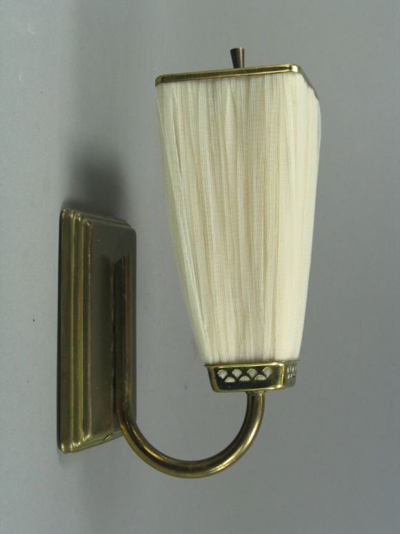 Mid-20th Century Pair French sconces with hand made pleated shade