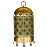 Exotic brass and green crystal lantern