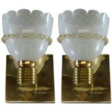 Pair Murano Latticino Glass Sconces
