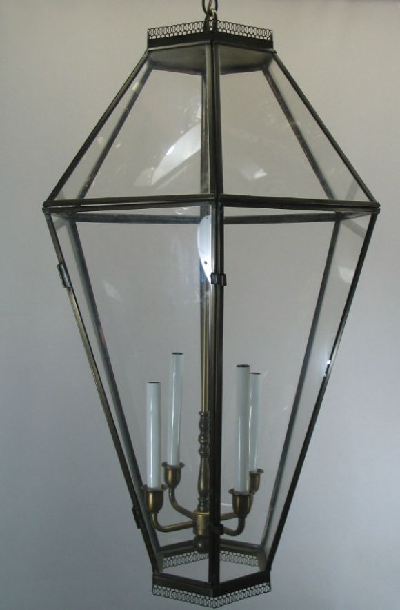 Mid-20th Century Oversized Brass Lantern