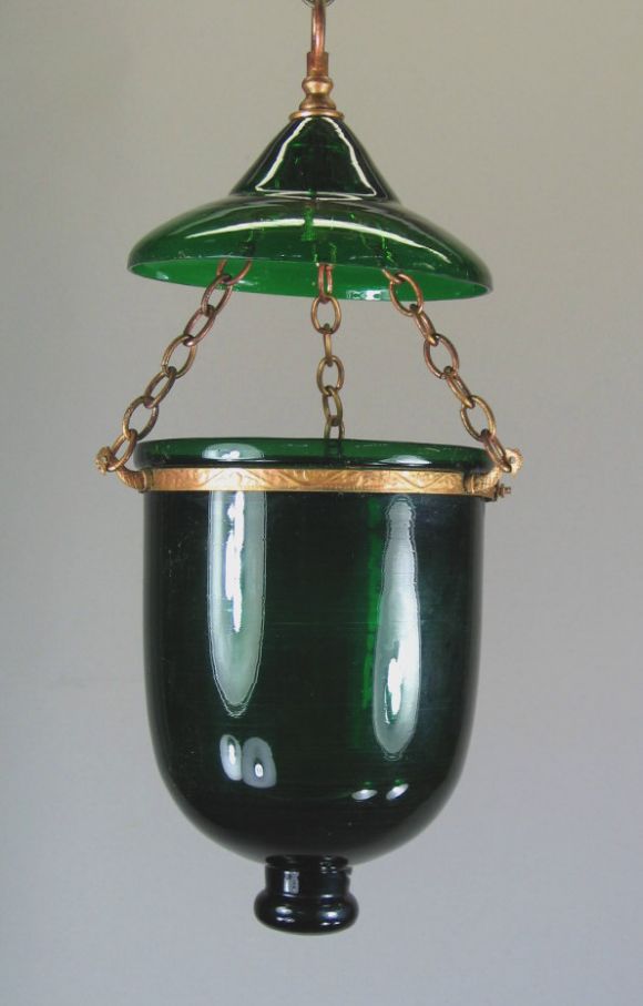 Indian Green hand blown bell jar ( 2 available)