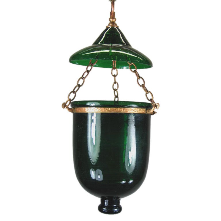 Green hand blown bell jar ( 2 available)