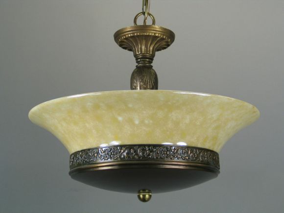 Circa 1920's Opaline glass pendant/flushmount (2available)