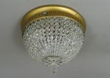 Antique Austrian beaded crystal basket flushmount