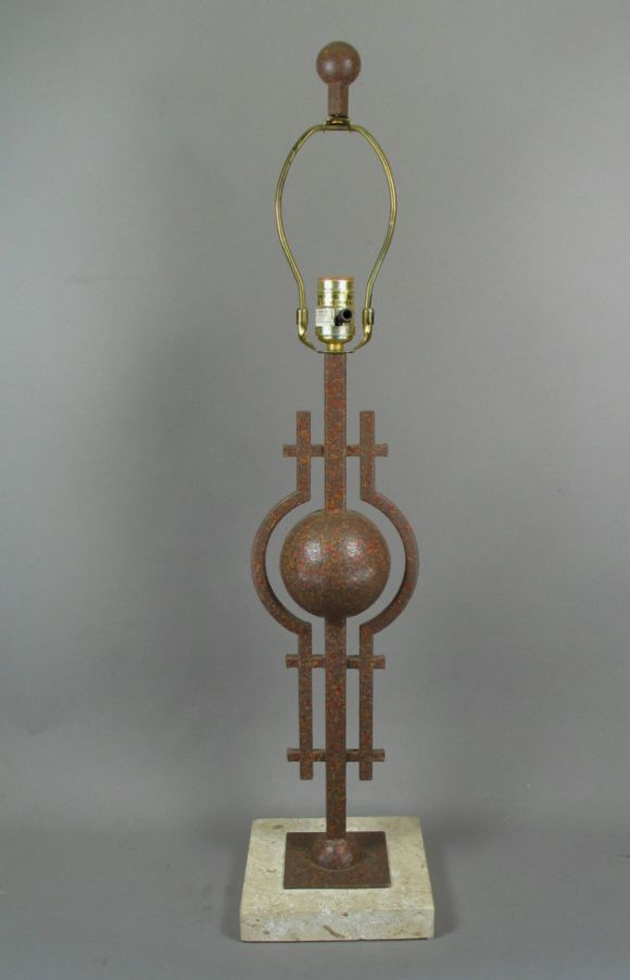 Pair Moderne Sculptural Lamps