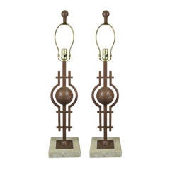 Pair Moderne Sculptural Lamps