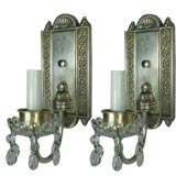 Pair silver plated single lite sconce