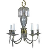 Circa 1920's Silver and  Crystal Chandelier
