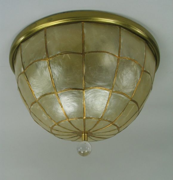 Capiz shell dome shaped flushmount