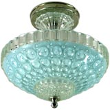 Pale blue and clear glass flushmount