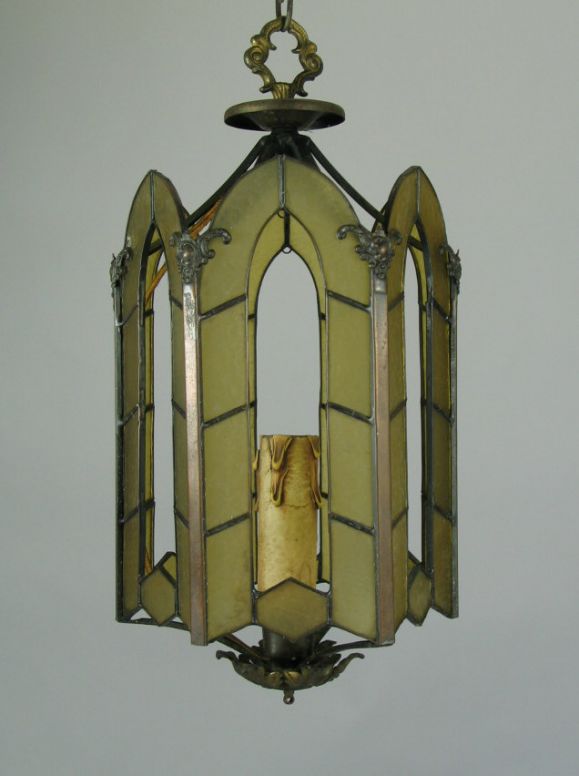 ON SALE Circa 1910 stained glass lantern