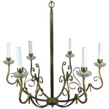 Antique Italian brass and crystal chandelier