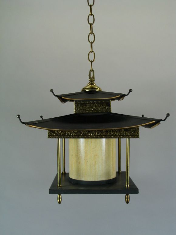 Mid-20th Century Black  or Red Pagoda Lantern (2 available)